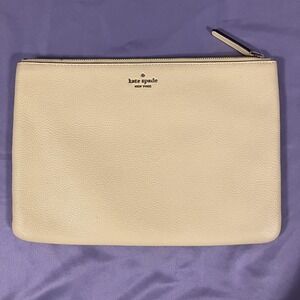 Kate Spade New York Clutch Bag Womens Medium Yellow Leather Zip Pouch Bag
